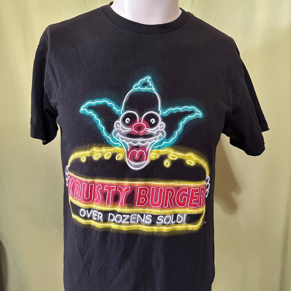 Krusty Burger The Simpsons Men's Black T Shirt Size Medium Cotton